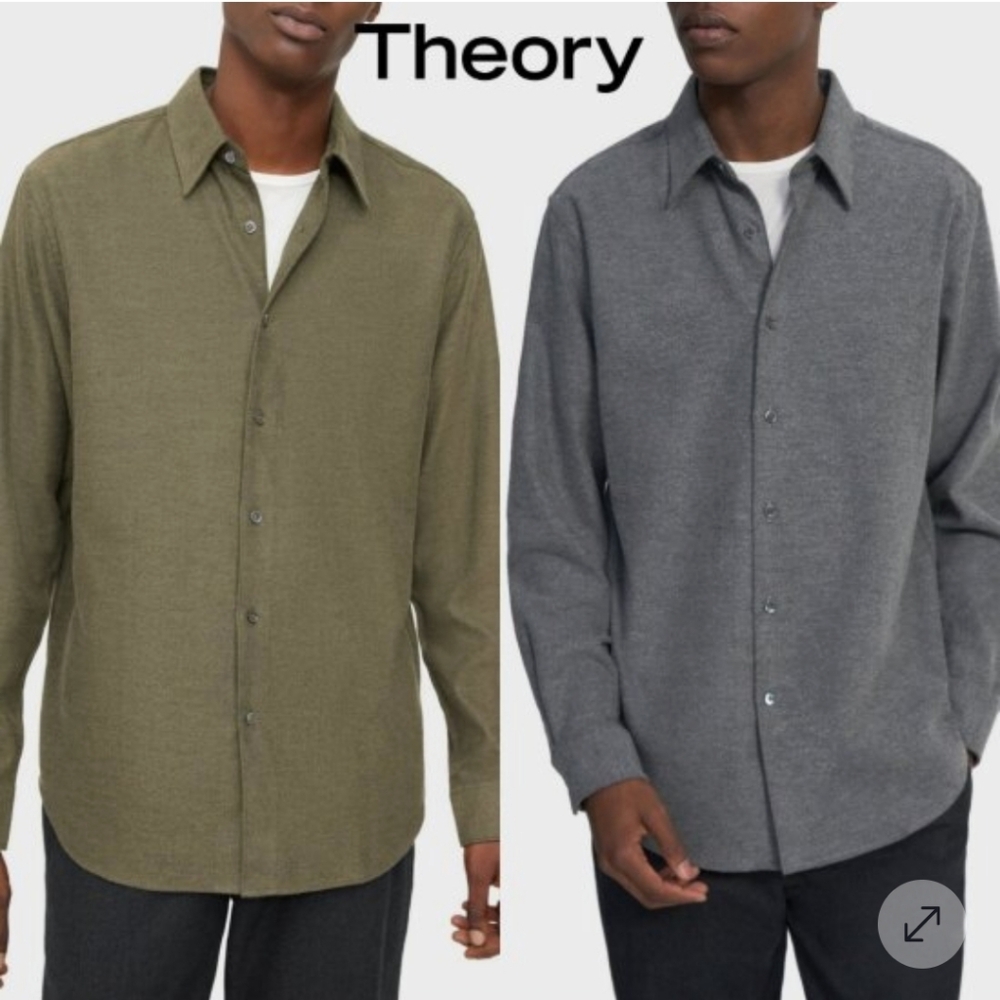 Theory Noll NP Luxe Olive Flannel Shirt - S